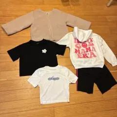 キッズ服セット（ボアジャケット・Tシャツ・パーカー・ショートパンツ）140