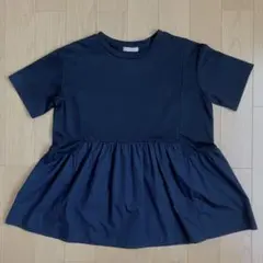 DRESKIP ペプラム　異素材切替Tシャツ Mのサムネイル
