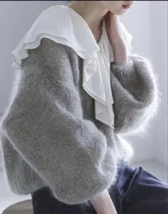 NOBLE アメリカンドリームス モヘア　ライトグレー　Vネック セーター S