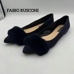 Ｏ445 ファビオルスコーニ パンプス 37 約23.5cm ネイビー