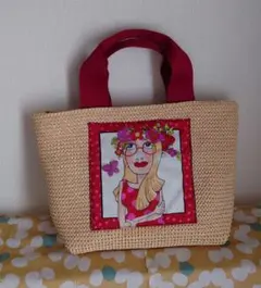 ロラライハリス　編みかご風バッグ　ベージュ