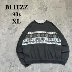 90s BLITZZ（XL）ネイティブ柄スウェット＊オルテガ＊ヴィンテージ
