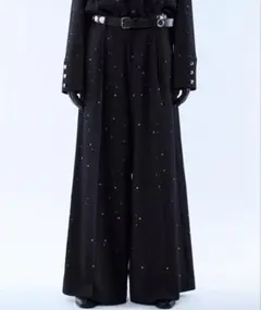 【seyto】【完売品】ラインストーンディティールワイドストレートパンツ