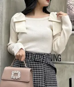 INGNI 肩リボンオフショルニット／A