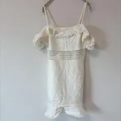 FOREVER 21 S ワンピース レース オフショルダー キャミソール 白
