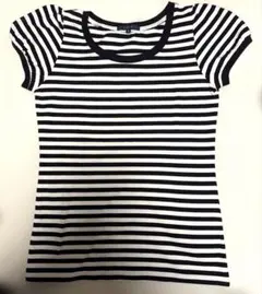 【ROPE】　ボーダーTシャツ　黒白　半袖　丸首のサムネイル