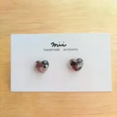 No.1567-D 樹脂ポストピアス☆パール入りちっちゃなハート型(パープル