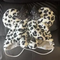 ディズニー ヒョウ柄 ファンキャップ 白 黒