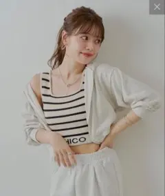 Chico ボーダー タンクトップ　リブニット