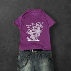 【00s・Y2K】タイ神話 グラフィックTシャツ パープル　Vネック　古着