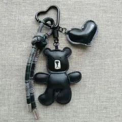 じゃらじゃらキーホルダー チャーム パラコード くま ブラック チェック1点のみ
