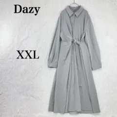 【デイジー】ロング丈 長袖 シャツワンピース タグ付き ウエストベルト XXL
