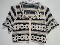 サマーカーディガン サマー ニット 白 黒 半袖