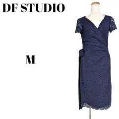 DF STUDIO ネイビー 総レース ラップドレス M