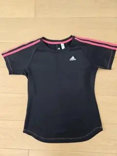 adidas アディダス 半袖スポーツTシャツ ブラック×ピンク レディース