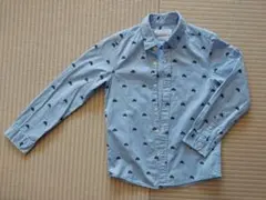 水色 自転車柄 長袖シャツ 7-8歳