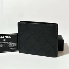 CHANEL シャネル ビコローレ 二つ折り財布 マトラッセ ブラックのサムネイル