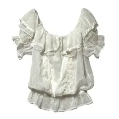 2815 アンクルージュ ブラウス フリル ドット シフォン M ホワイトのサムネイル