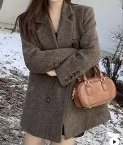 SHEIN テーラードジャケット ブレザー コーヒーブラウン S