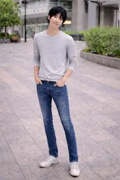 【タイムセール】ZARA MAN グレー 薄手長袖ニット