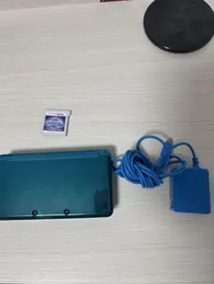 青 ニンテンドー3DS 本体 ACアダプター付き　ポケモンムーン付き