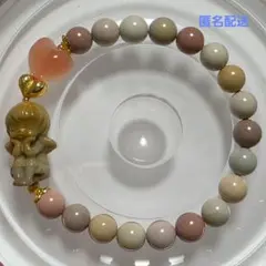【天然石ブレス】アラシャン天使の女の子×ハート瑪瑙×ゴールドパーツ