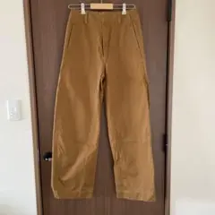ブラウン ハイウエスト カーブパンツ
