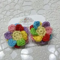 レインボーフラワーminiヘアゴムセット　No.3