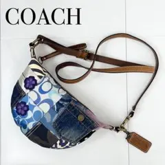 COACH denim patchwork mini shoulder Bag