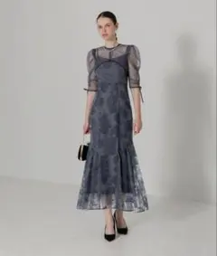 【LEJA】ボレロ付き花柄マーメイドキャミソールワンピースロングドレス