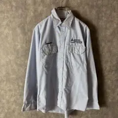 RED KAP ストライプ ワークシャツ 刺繍ロゴ M ゆるダボビッグシルエット