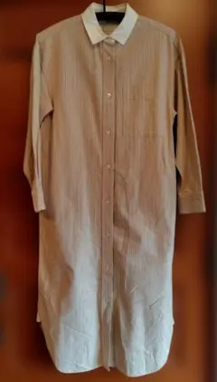 美品　無印良品　洗いざらしオックスシャツワンピース XS　ベージュ系