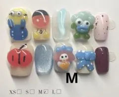 カラフル　立体キャラクターネイルチップサイズM