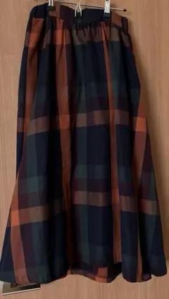 チェック柄ロングスカート ネイビー