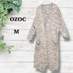 【OZOC】薄手　ロングカーディガン　M グレー　♡羽織り　伸縮性　リボンのサムネイル