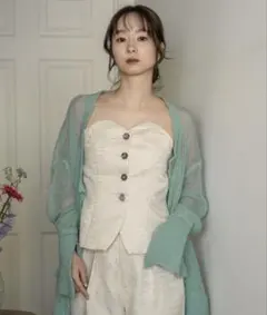 デザインスリーブシアーニットカーディガン