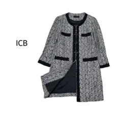 ICB ノーカラー ミドル丈ツイードコート Mサイズ　入学式入園式