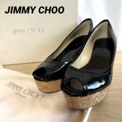 JIMMY CHOOジミー チュウパテントレザーコルクウェッジソールオープントゥ