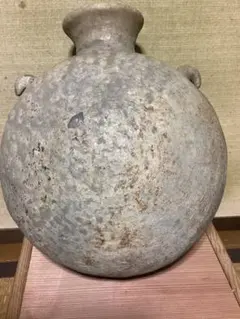 古染付 四耳壺 木栓付 中国古玩 古陶磁 水差し 花入 花器 骨董 古美術