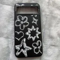 CASIFY 花と星模様 ブラックケースGoogle pixel8用