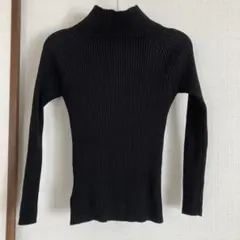 アーバンリサーチ ハイネック リブ編みセーター 黒　One size