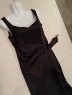 Tika/新品タグ付き/厚手◆演奏会/パーティ/舞台/お仕事◆黒ドレープドレス