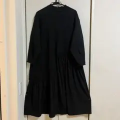 Bou Jeloud ブージェルード　異素材ワンピース　スウェード　ブラック