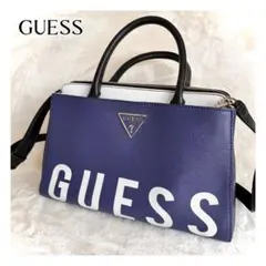 GUESS 美品＊ネイビー×ホワイト＊ショルダー＊ハンドバッグ