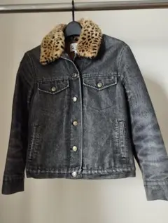 KRIZIA イタリア デニムジャケット M Ｇジャン レオパード襟 古着