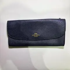 ネイビー 長財布 ゴールドロゴ　coach COACH