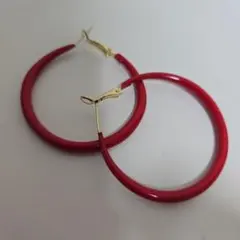 レトロ フープピアス レッド ヴィンテージ アンティーク 赤