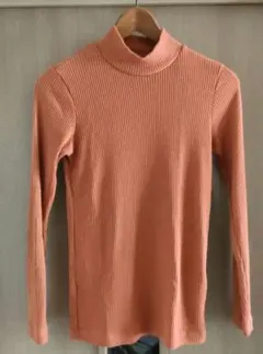 UNIQLO リブタートルネック長袖Tシャツ M オレンジ