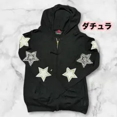 ダチュラ　黒　パーカー星型ビジュー装飾 フードパーカー　DaTuRa