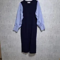 OPAQUE.CLIP 薄ニット ドッキング ワンピース